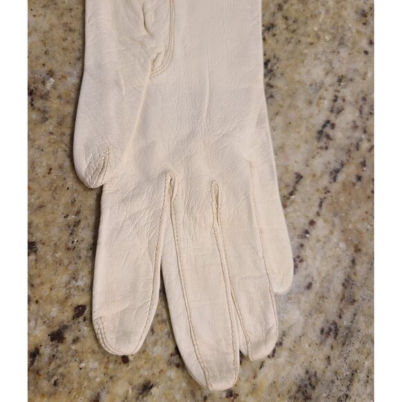 Vintage Womens Size XS-S 6.5 Cream Leather Formal 15.5" Long Opera Gloves France - Picture 7 of 14